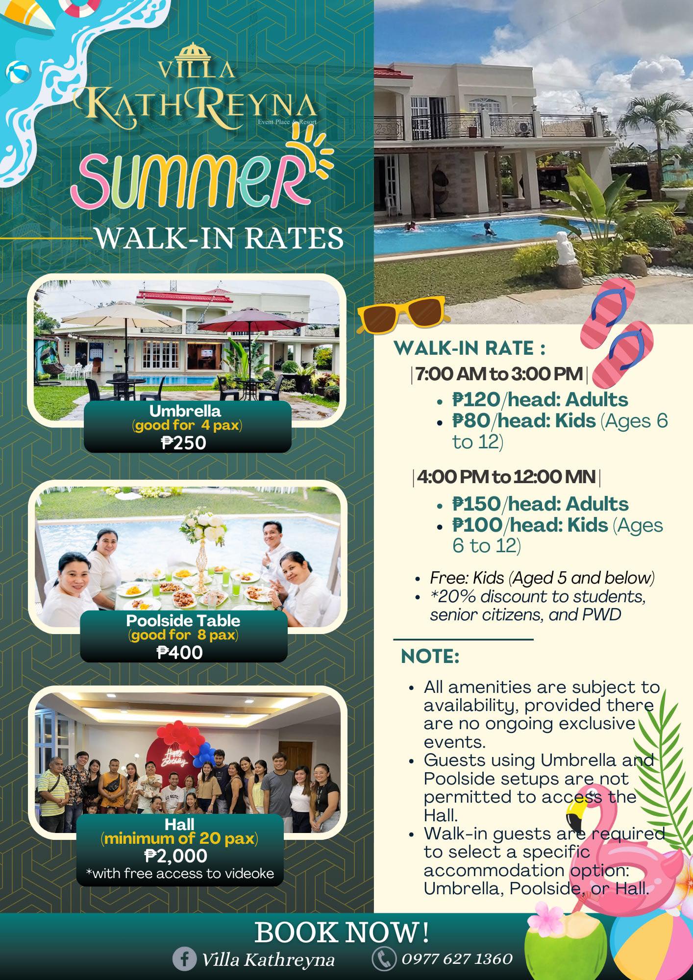 Villa Kathreyna Walk-In Rates